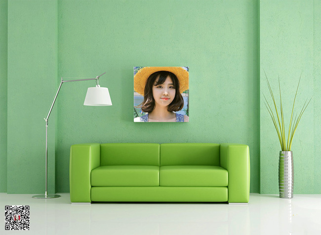 客厅绿色沙发相框照片合成